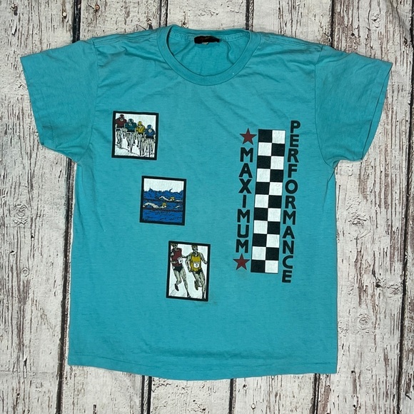 Vintage 80s Single Stitch Maximum Performance Sports 1980s Tshirt - Picture 1 of 8